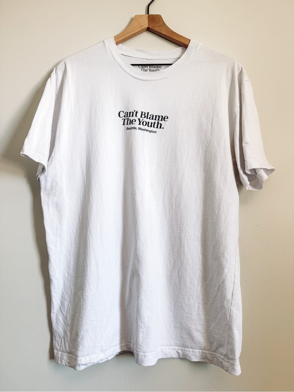 Can’t Blame The Youth White Short Sleeve Graphic Tee Size Large - Picture 2 of 5